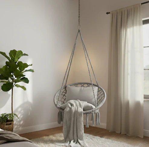 High-Capacity Black Macrame Swing | Solving The Blandness of Standard Decor