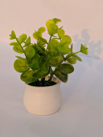 Mini Faux Eucalyptus Potted Plant | Effortless Greenery Solution for Low-Light Spaces