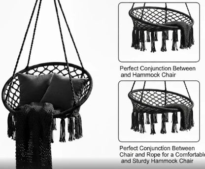 High-Capacity Black Macrame Swing |  Solving The Blandness of Standard Decor