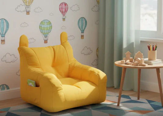 Small Yellow Kids Sofa | Providing Safe, Soft Comfort for Play and Rest.