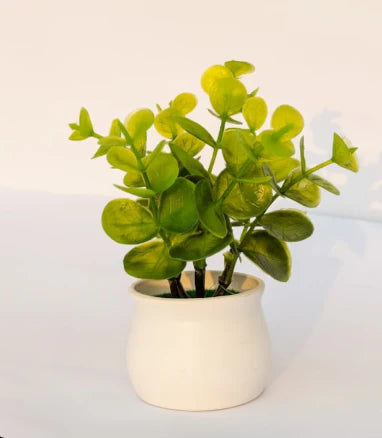 Mini Faux Eucalyptus Potted Plant | Effortless Greenery Solution for Low-Light Spaces